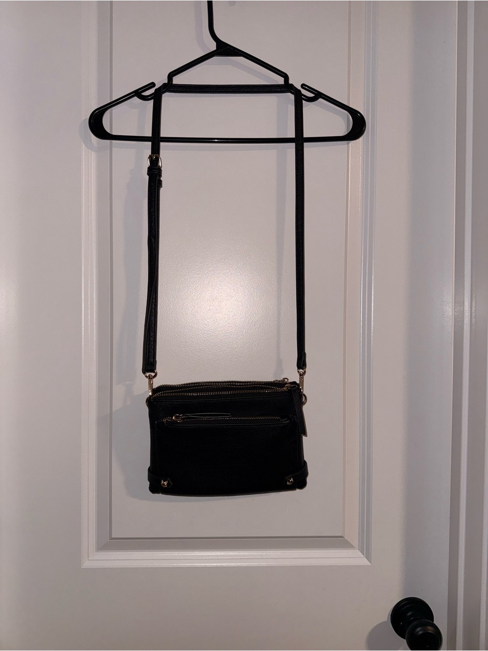 Classic Black Crossbody Bag with Gold Hardware